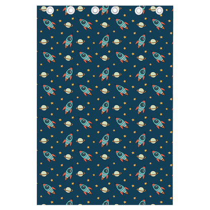 Doodle Rocket Pattern Print Curtain