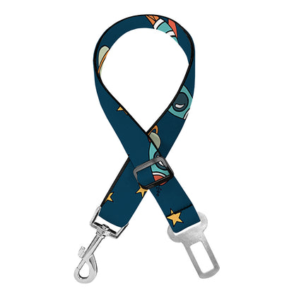 Doodle Rocket Pattern Print Dog Seat Belt