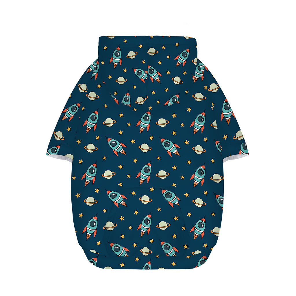 Doodle Rocket Pattern Print Dog Zip Up Hoodie