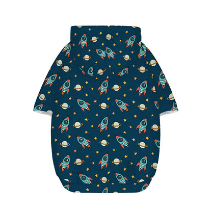 Doodle Rocket Pattern Print Dog Zip Up Hoodie