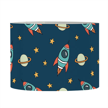 Doodle Rocket Pattern Print Drum Lamp Shade