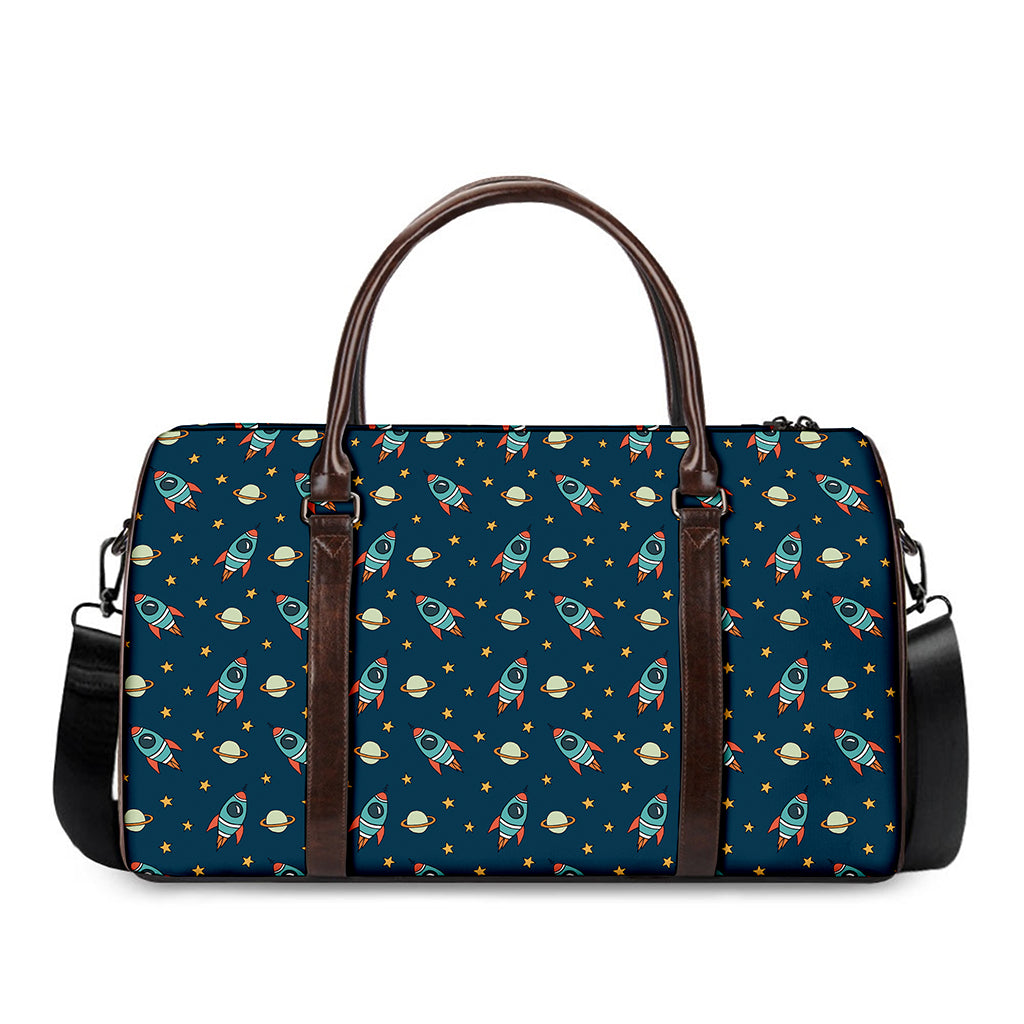 Doodle Rocket Pattern Print Duffle Bag