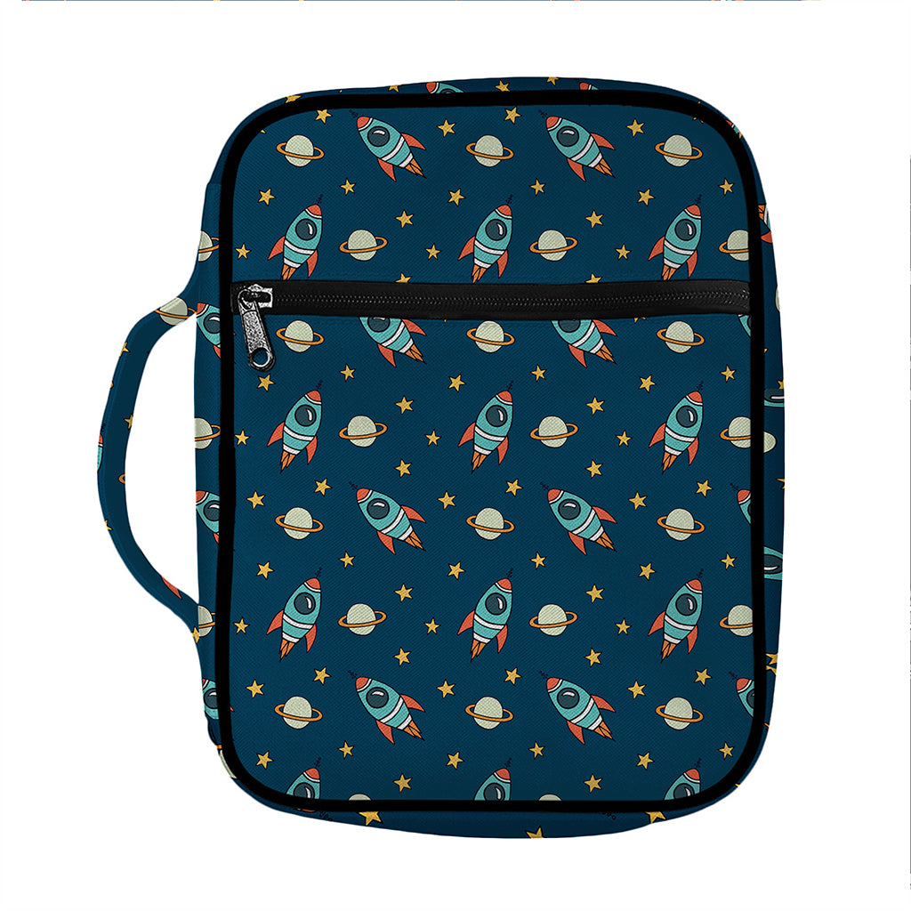 Doodle Rocket Pattern Print Front Pocket Bible Bag