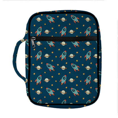 Doodle Rocket Pattern Print Front Pocket Bible Bag