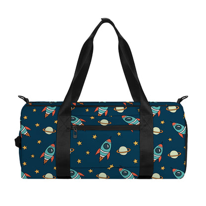 Doodle Rocket Pattern Print Gym Bag