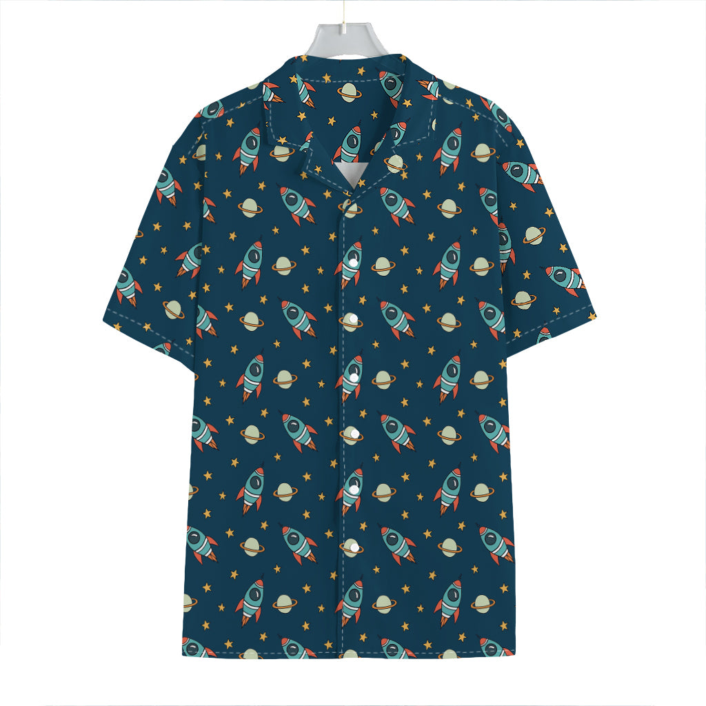 Doodle Rocket Pattern Print Hawaiian Shirt