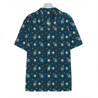Doodle Rocket Pattern Print Hawaiian Shirt