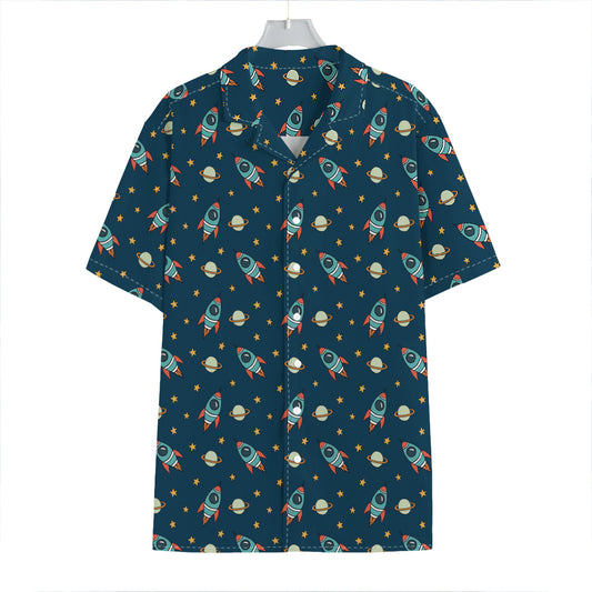 Doodle Rocket Pattern Print Hawaiian Shirt