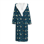 Doodle Rocket Pattern Print Hooded Bathrobe