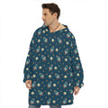 Doodle Rocket Pattern Print Hoodie Blanket