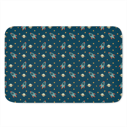 Doodle Rocket Pattern Print Indoor Door Mat