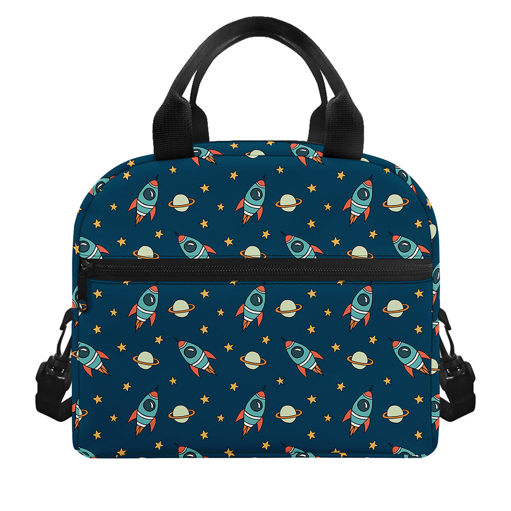 Doodle Rocket Pattern Print Insulated Lunch Bag