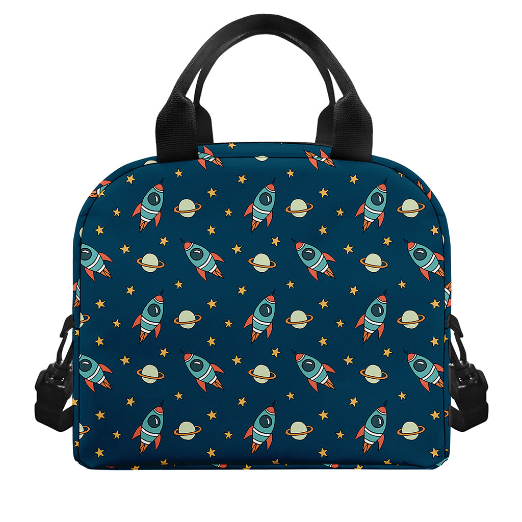 Doodle Rocket Pattern Print Insulated Lunch Bag