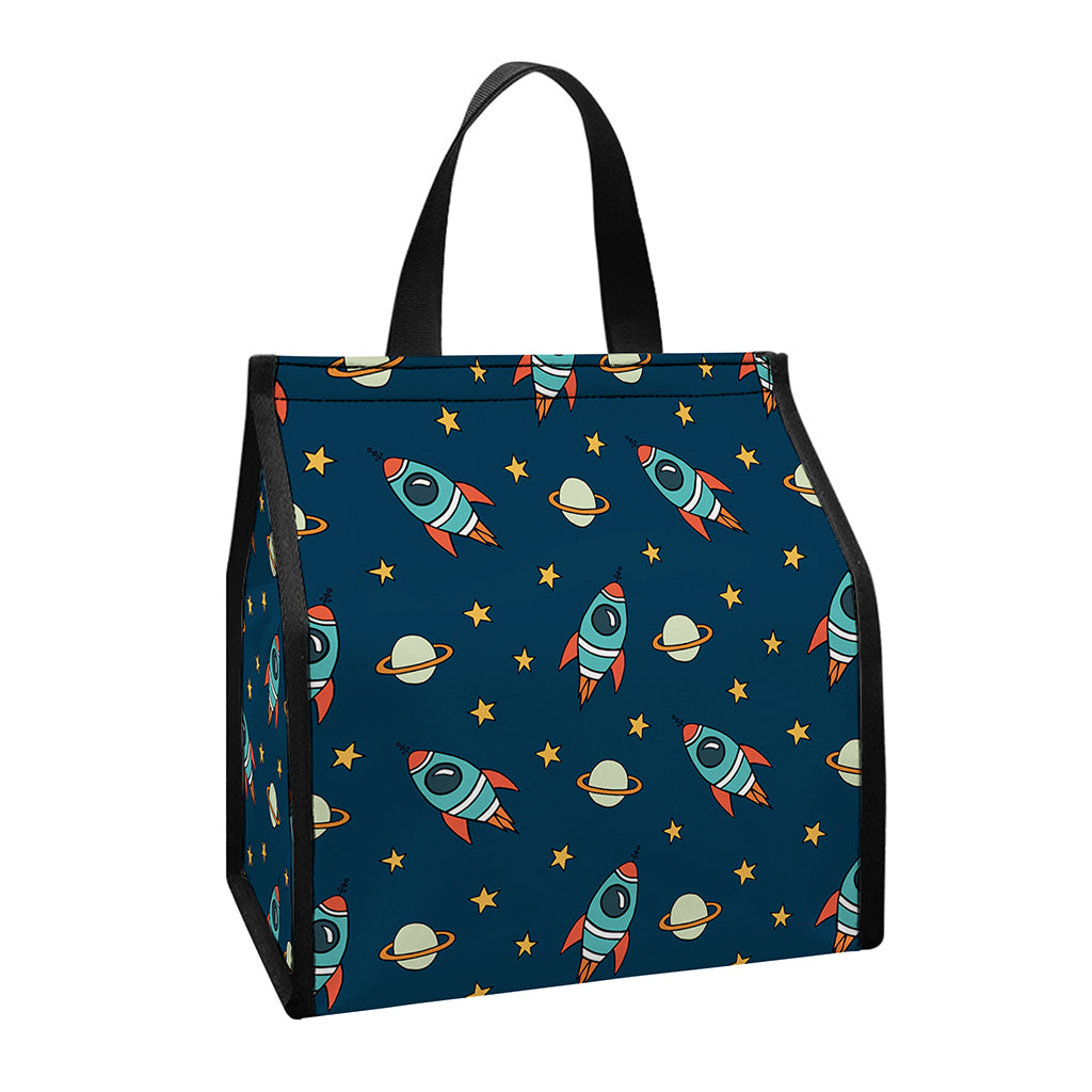 Doodle Rocket Pattern Print Insulated Lunch Tote