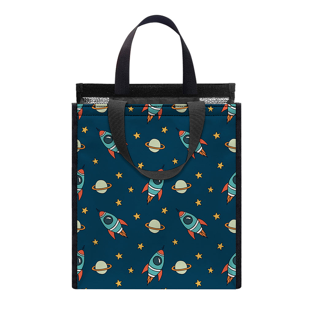 Doodle Rocket Pattern Print Insulated Lunch Tote