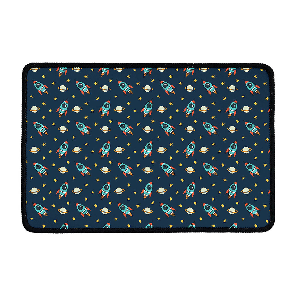 Doodle Rocket Pattern Print Kitchen Mat