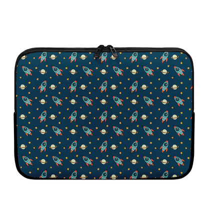 Doodle Rocket Pattern Print Laptop Sleeve