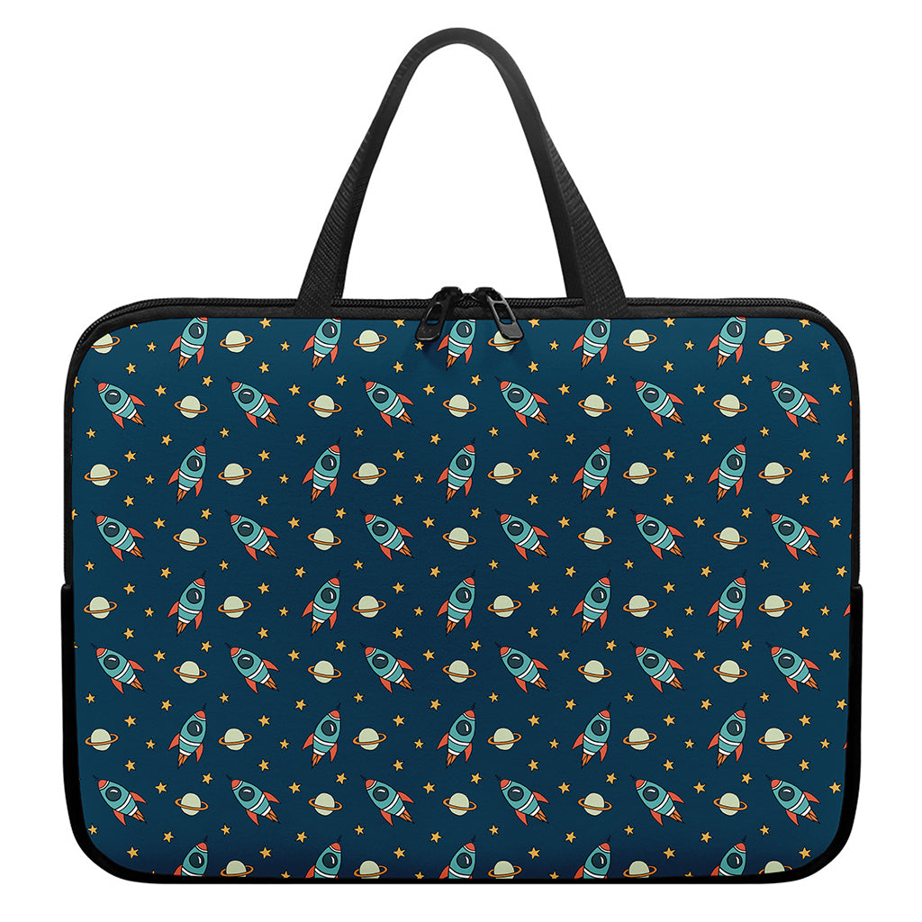 Doodle Rocket Pattern Print Laptop Sleeve With Handle