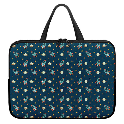 Doodle Rocket Pattern Print Laptop Sleeve With Handle