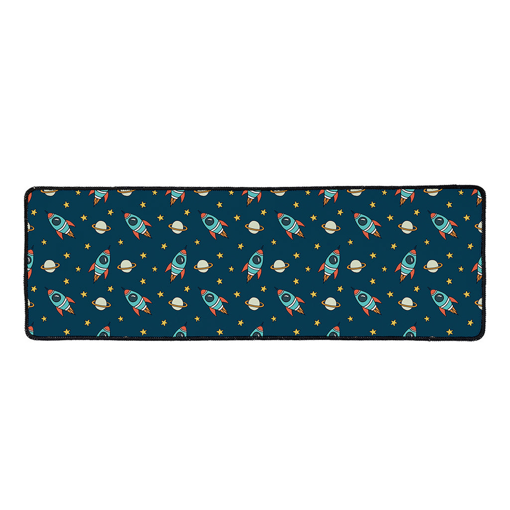 Doodle Rocket Pattern Print Long Kitchen Mat