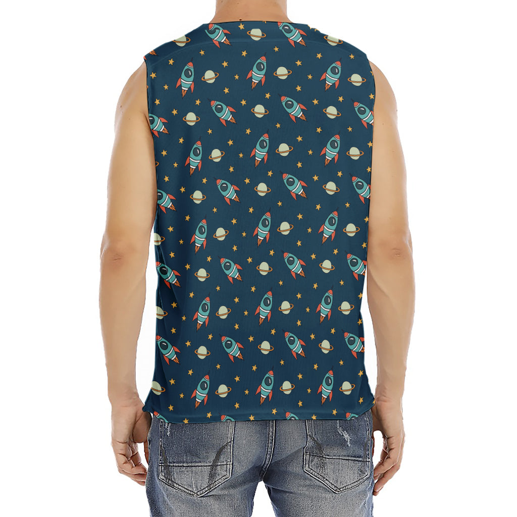 Doodle Rocket Pattern Print Men's Fitness Tank Top