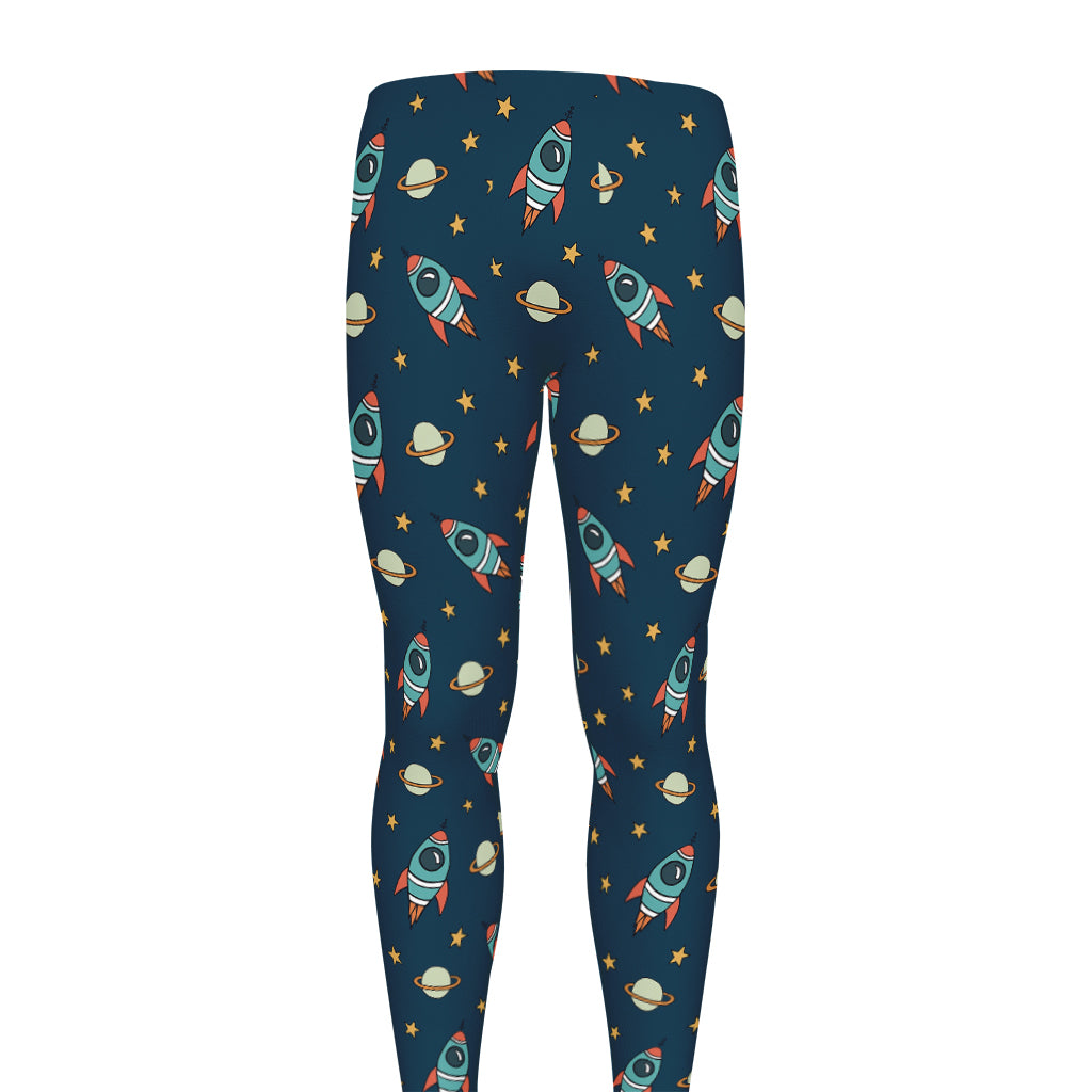Doodle Rocket Pattern Print Men's leggings
