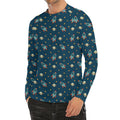 Doodle Rocket Pattern Print Men's Long Sleeve Rash Guard