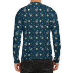 Doodle Rocket Pattern Print Men's Long Sleeve Rash Guard