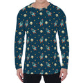 Doodle Rocket Pattern Print Men's Long Sleeve T-Shirt