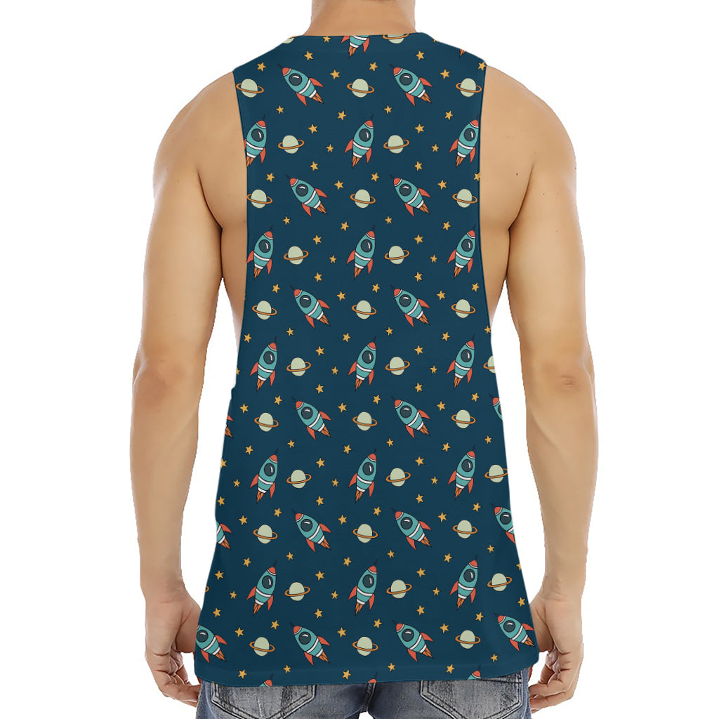 Doodle Rocket Pattern Print Men's Muscle Tank Top