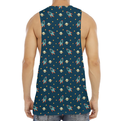 Doodle Rocket Pattern Print Men's Muscle Tank Top