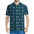 Doodle Rocket Pattern Print Men's Polo Shirt