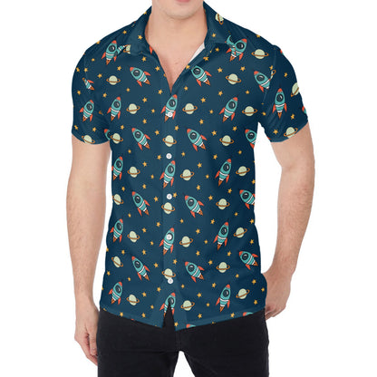 Doodle Rocket Pattern Print Men's Shirt