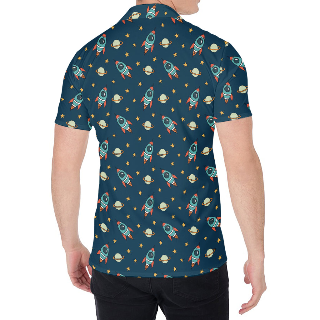 Doodle Rocket Pattern Print Men's Shirt