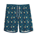 Doodle Rocket Pattern Print Men's Athletic Shorts