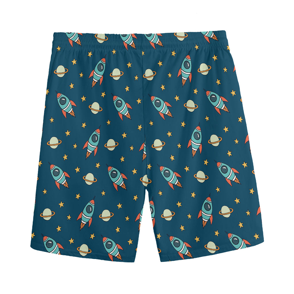 Doodle Rocket Pattern Print Men's Sports Shorts