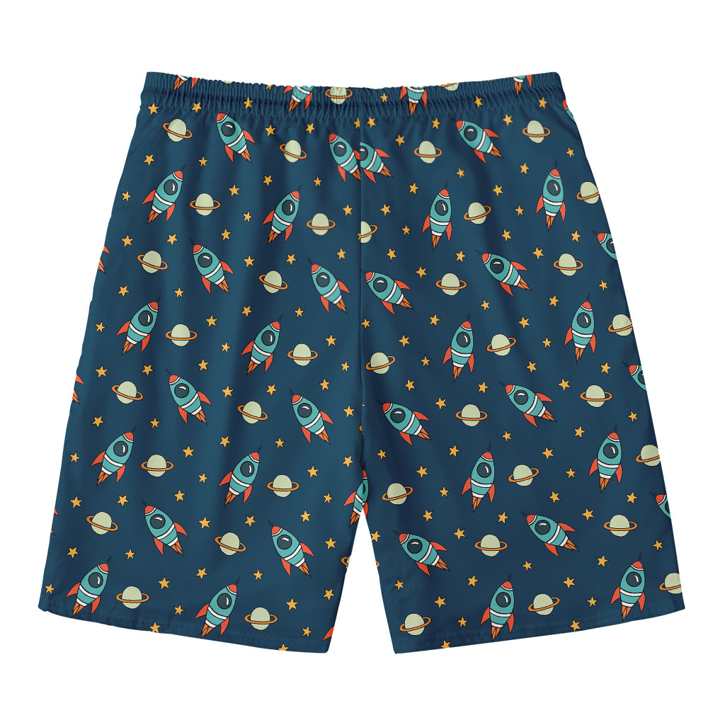Doodle Rocket Pattern Print Men's Swim Trunks