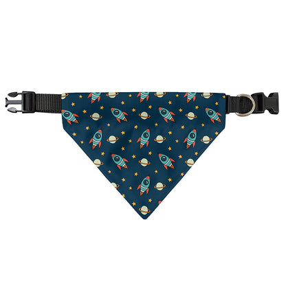 Doodle Rocket Pattern Print Over The Collar Dog Bandana