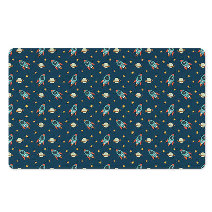 Doodle Rocket Pattern Print Polyester Doormat