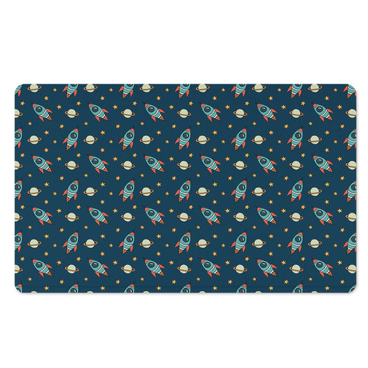 Doodle Rocket Pattern Print Polyester Doormat