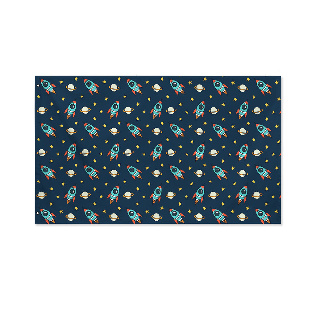 Doodle Rocket Pattern Print Polyester Flag