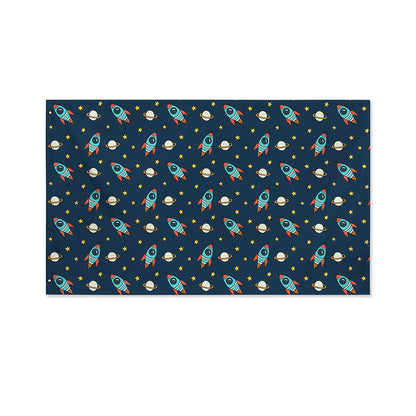 Doodle Rocket Pattern Print Polyester Flag