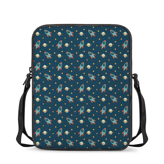 Doodle Rocket Pattern Print Rectangular Crossbody Bag