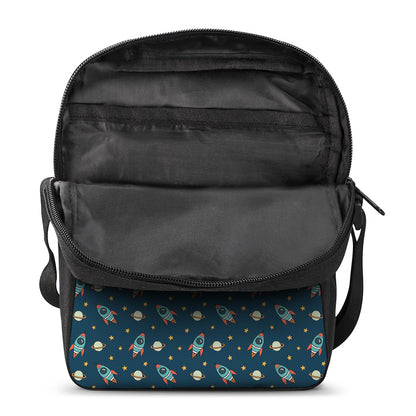 Doodle Rocket Pattern Print Rectangular Crossbody Bag