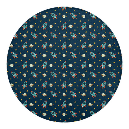 Doodle Rocket Pattern Print Round Blanket