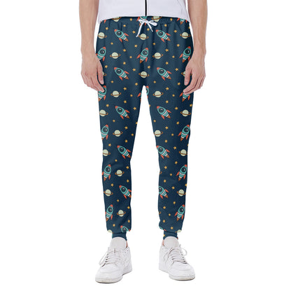 Doodle Rocket Pattern Print Scuba Joggers