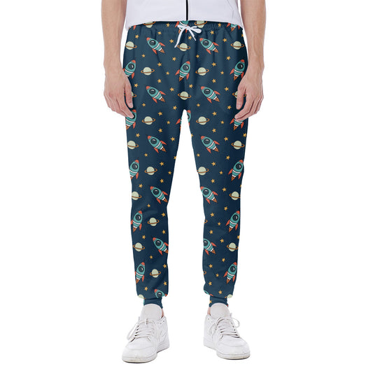 Doodle Rocket Pattern Print Scuba Joggers
