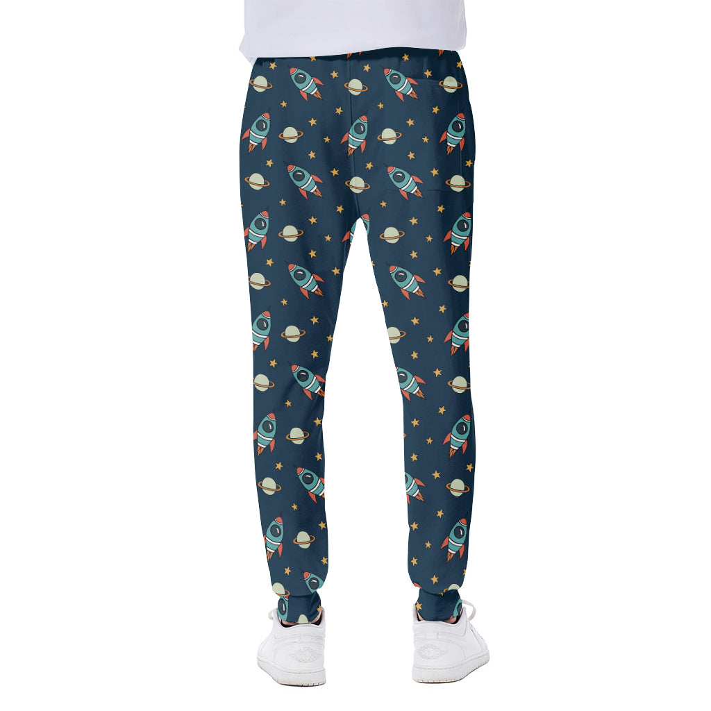 Doodle Rocket Pattern Print Scuba Joggers