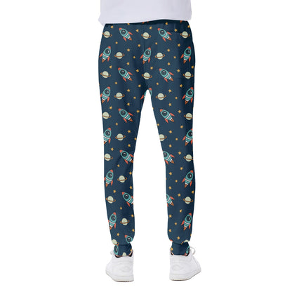 Doodle Rocket Pattern Print Scuba Joggers