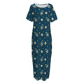 Doodle Rocket Pattern Print Short Sleeve Long Nightdress
